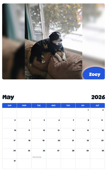 2026 - 2027 Zoey - Pawidols Pet Calendar