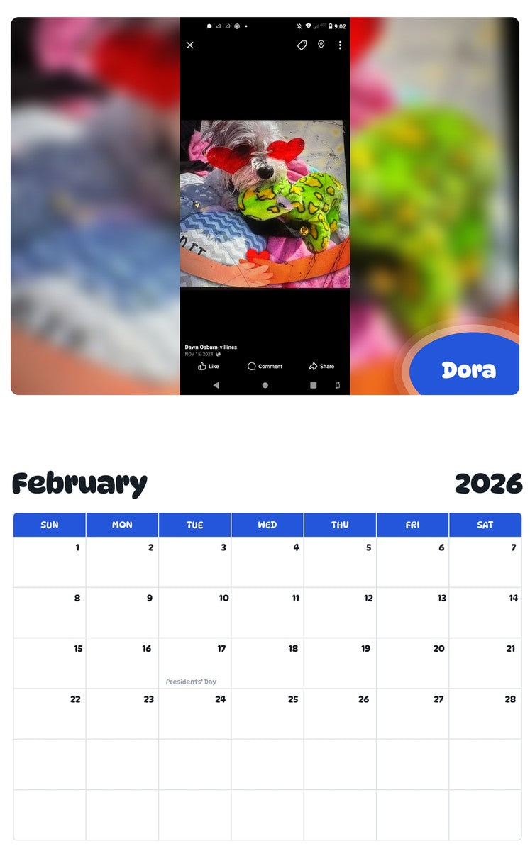 October 2025 - September 2026 Dora - Pawidols Pet Calendar