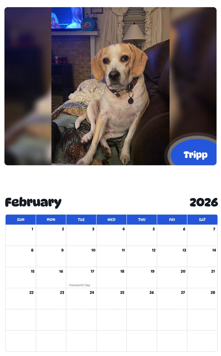 October 2025 - September 2026 Tripp - Pawidols Pet Calendar