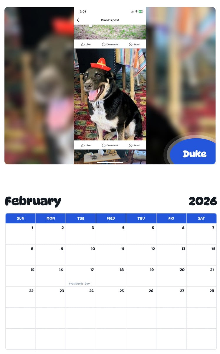 October 2025 - September 2026 Duke - Pawidols Pet Calendar