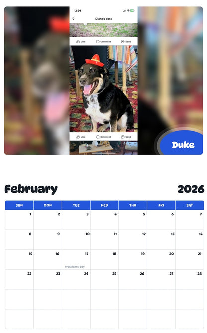 October 2025 - September 2026 Duke - Pawidols Pet Calendar