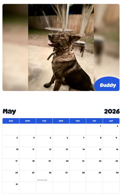 2026 - 2027 Buddy - Pawidols Pet Calendar