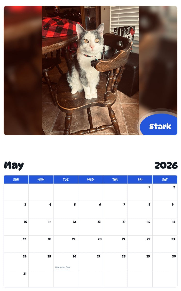 2026 - 2027 Stark - Pawidols Pet Calendar