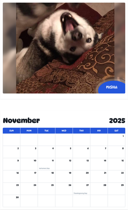 July 2025 - June 2026 Misha - Pawidols Pet Calendar