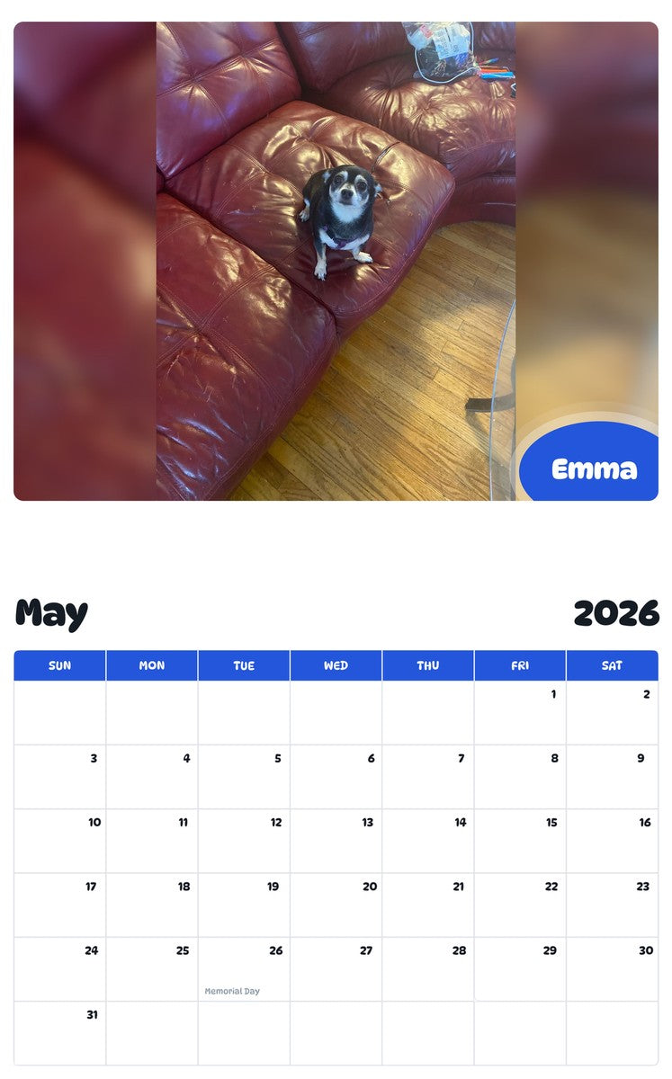 2026 - 2027 Emma - Pawidols Pet Calendar