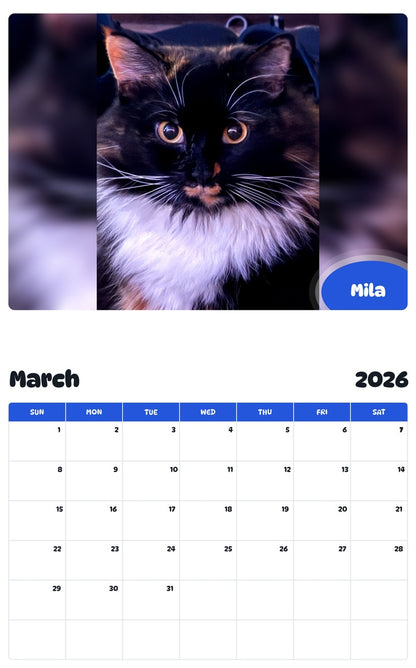 November 2025 - October 2026 Mila - Pawidols Pet Calendar