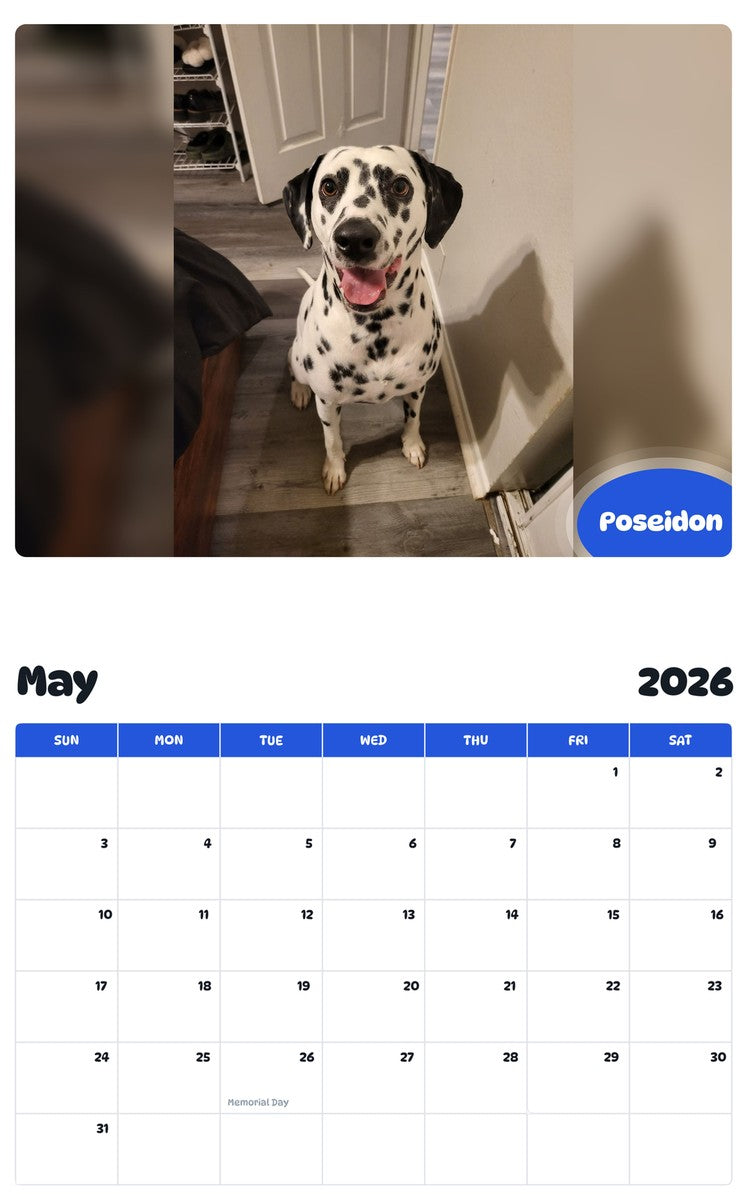 2026 - 2027 Poseidon - Pawidols Pet Calendar