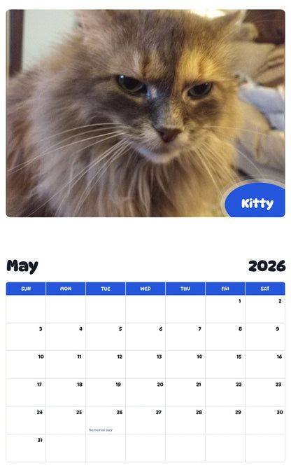 2026 - 2027 Kitty - Pawidols Pet Calendar