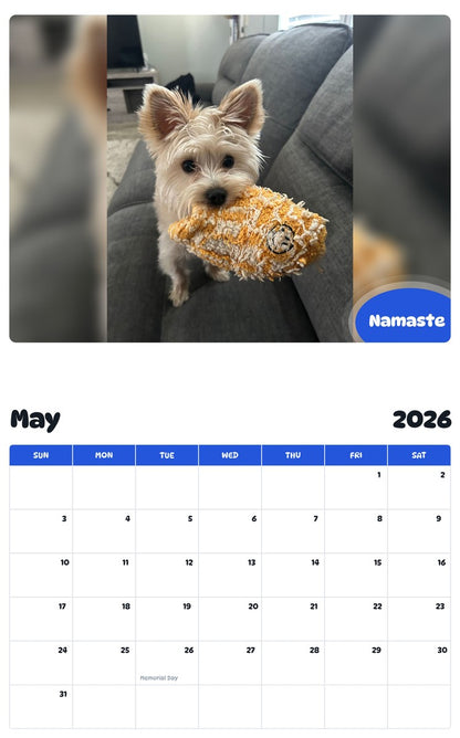 2026 - 2027 Namaste - Pawidols Pet Calendar