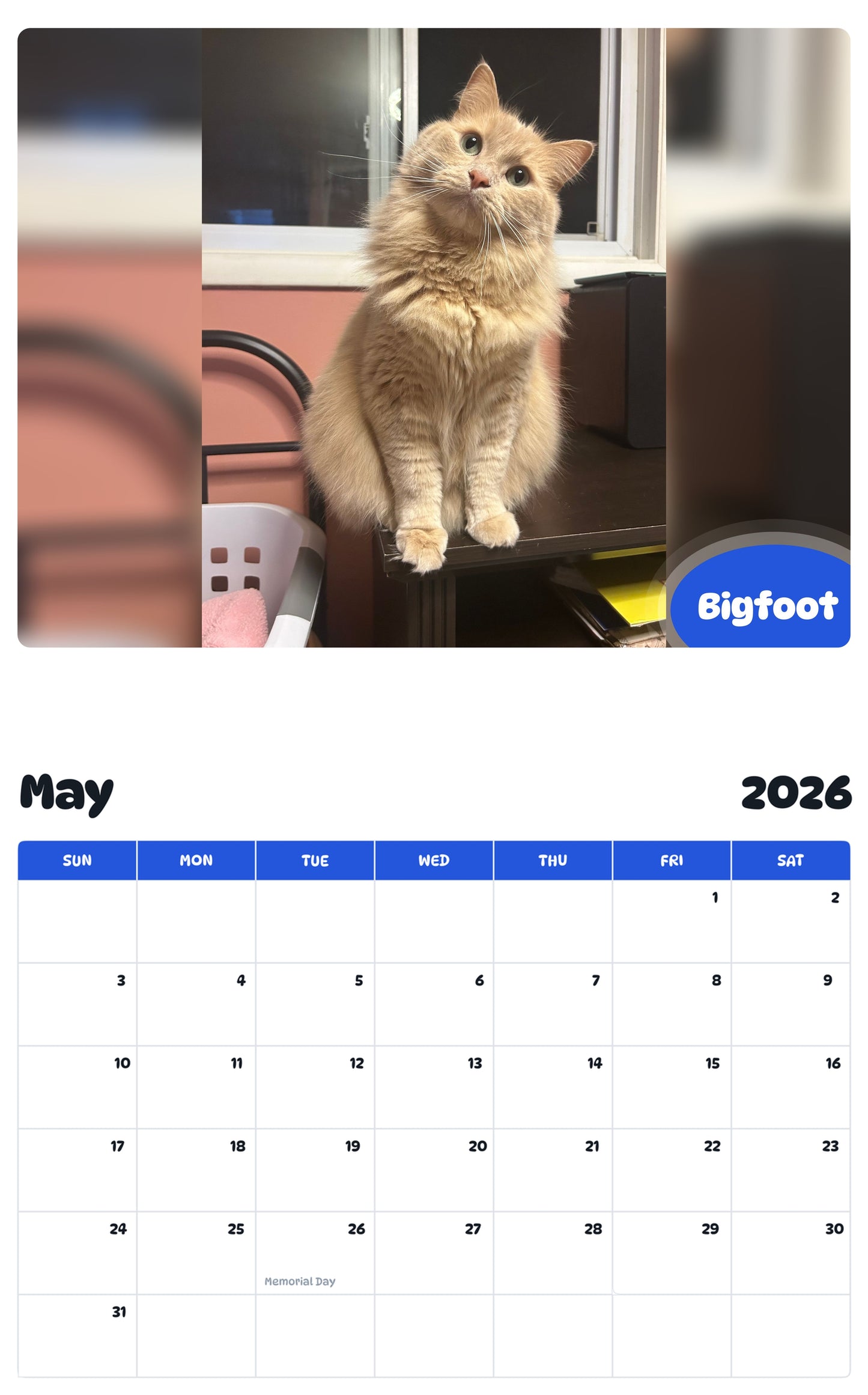 2026 - 2027 Bigfoot - Pawidols Pet Calendar