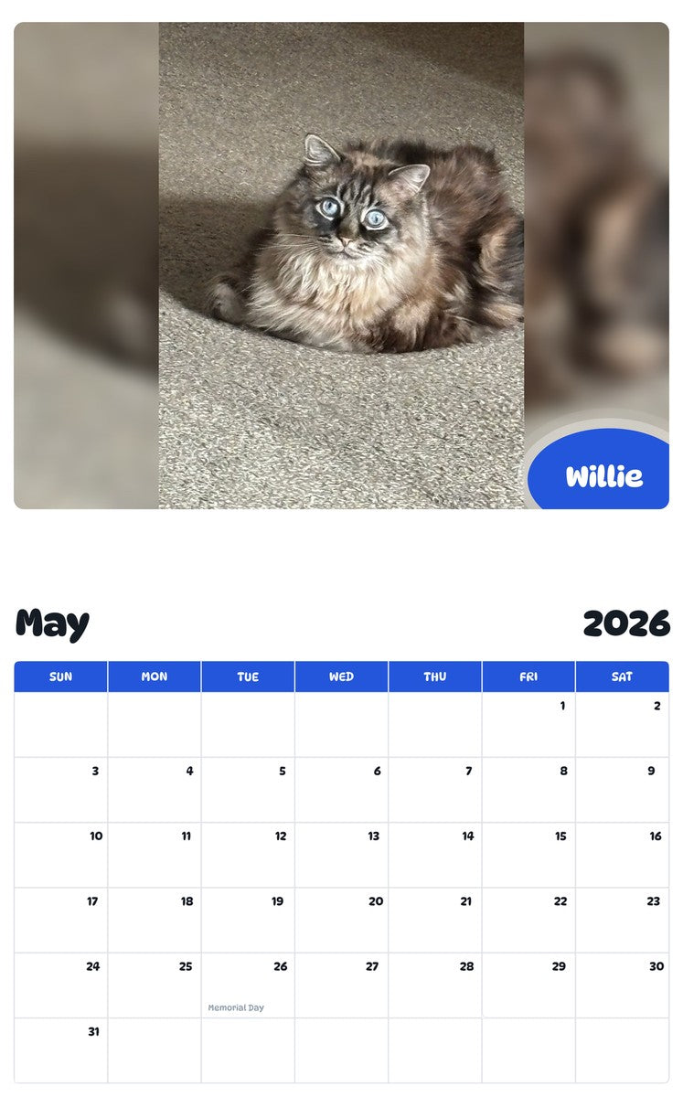 2026 - 2027 Willie - Pawidols Pet Calendar
