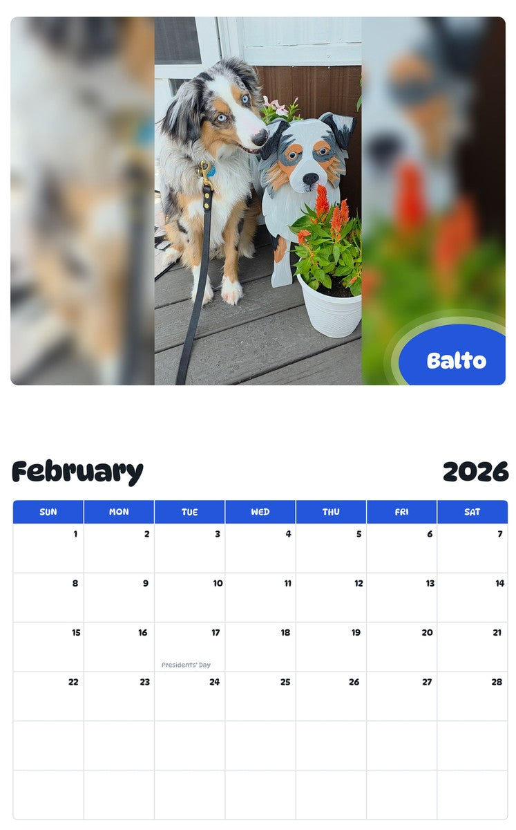 October 2025 - September 2026 Balto - Pawidols Pet Calendar