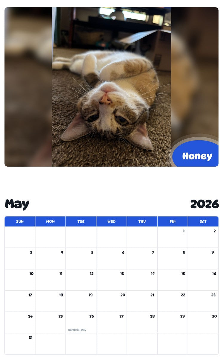 2026 - 2027 Honey - Pawidols Pet Calendar