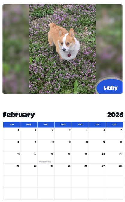 November 2025 - October 2026 Libby - Pawidols Pet Calendar