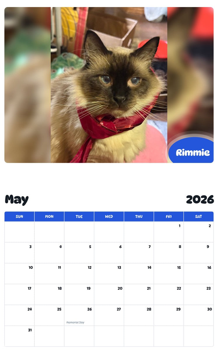 2026 - 2027 Rimmie - Pawidols Pet Calendar