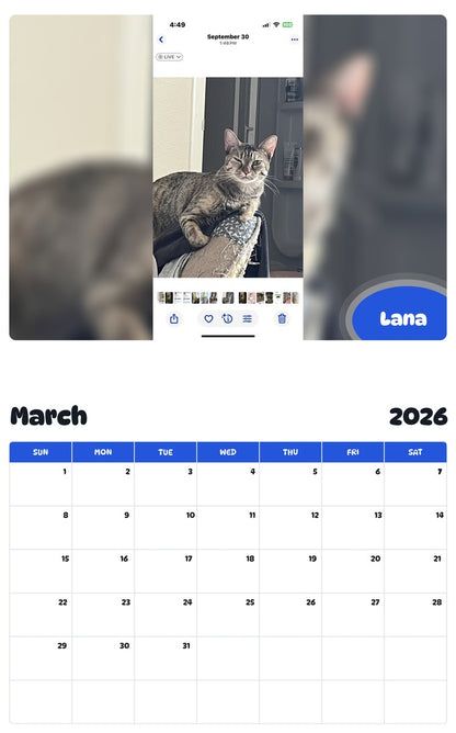 November 2025 - October 2026 Lana - Pawidols Pet Calendar