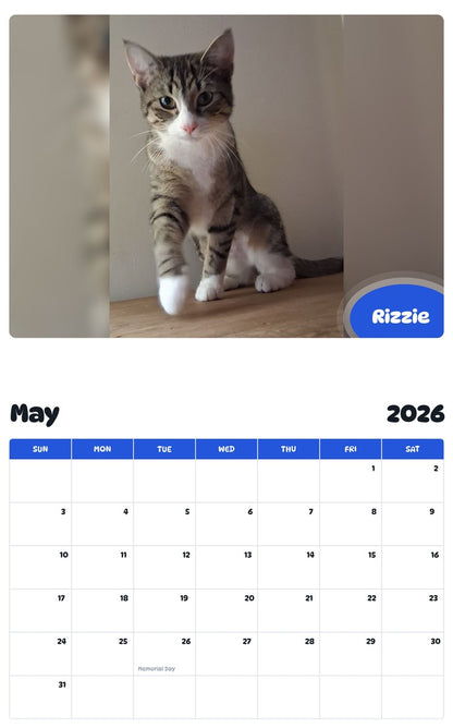 2026 - 2027 Rizzie - Pawidols Pet Calendar