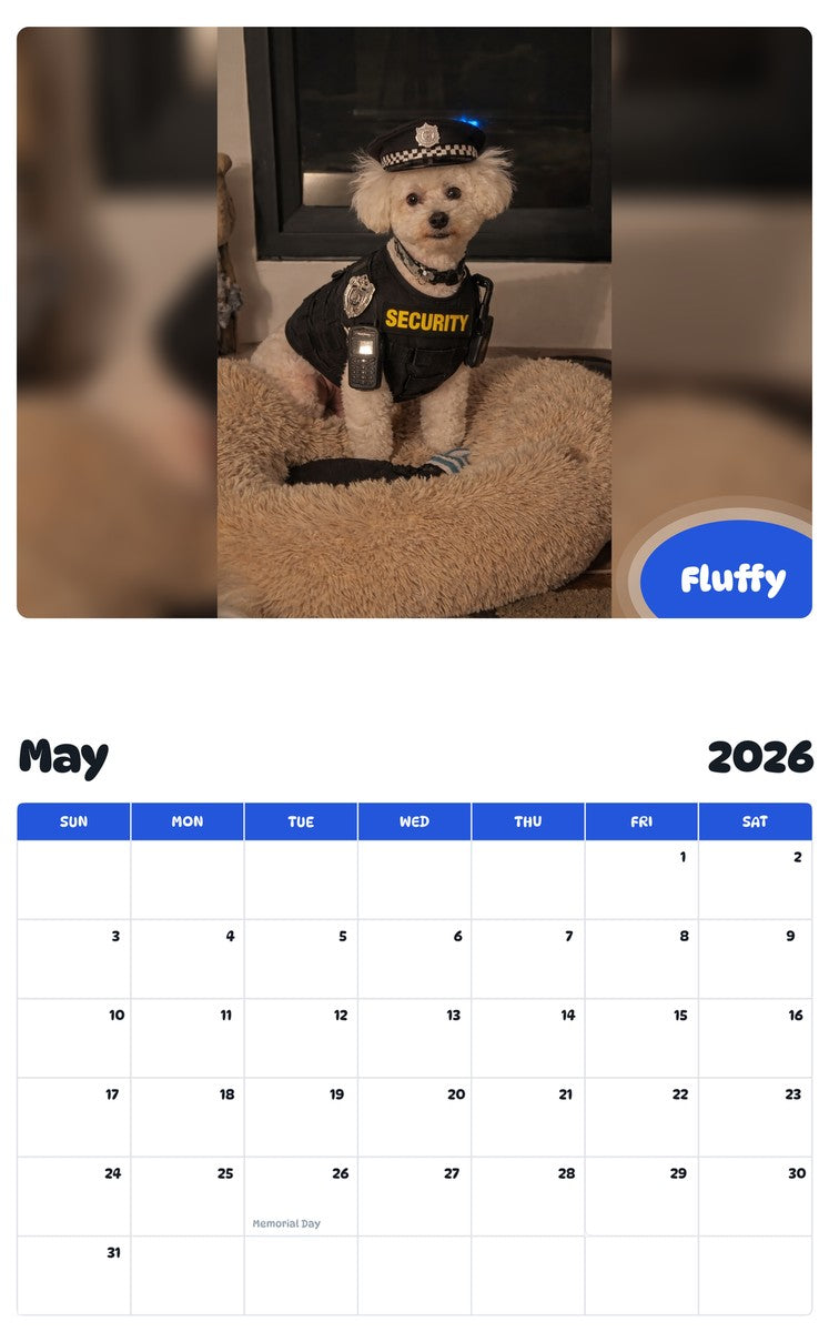 2026 - 2027 Fluffy - Pawidols Pet Calendar