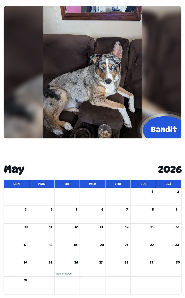 2026 - 2027 Bandit - Pawidols Pet Calendar