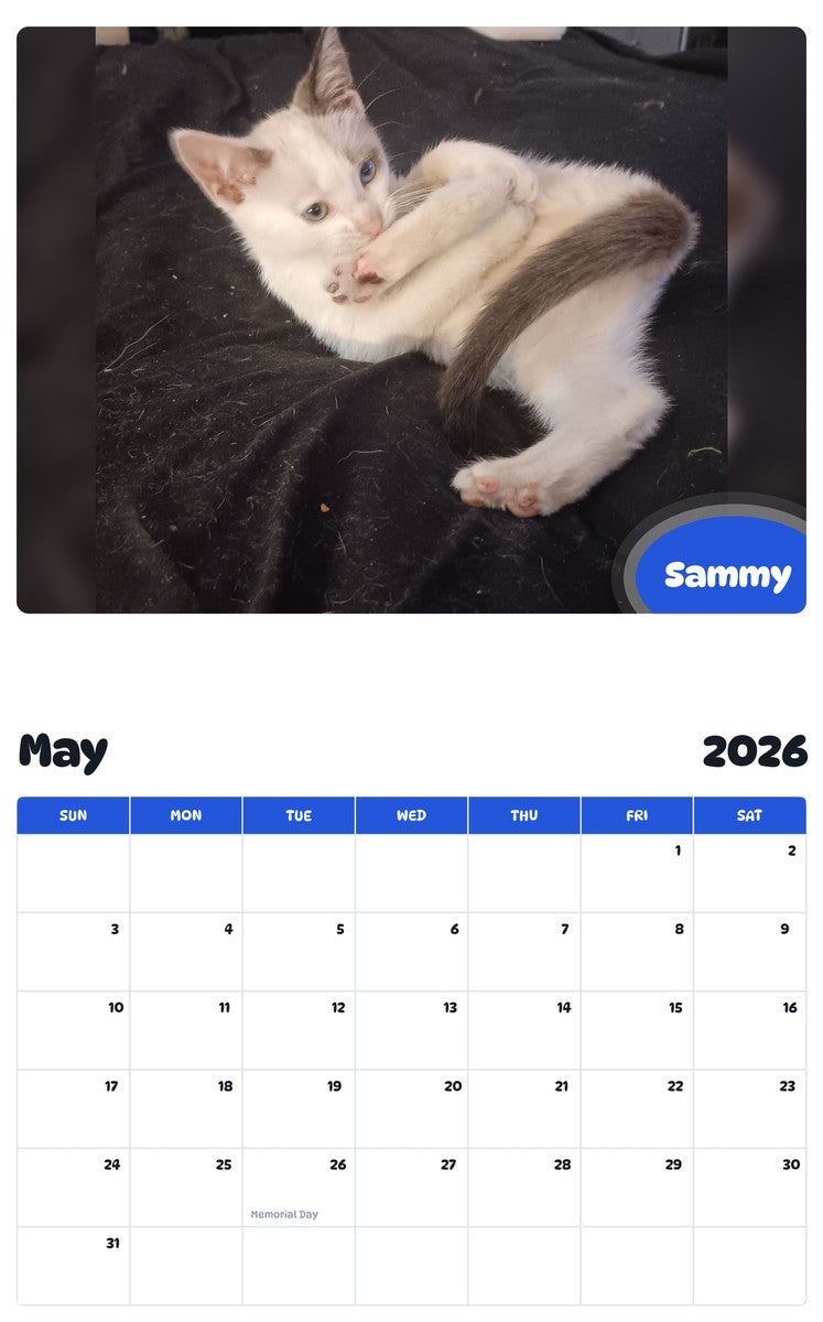 2026 - 2027 Sammy - Pawidols Pet Calendar