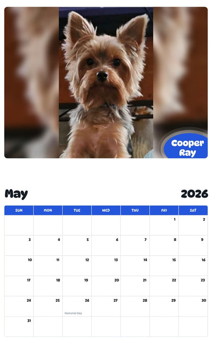 2026 - 2027 Cooper Ray - Pawidols Pet Calendar