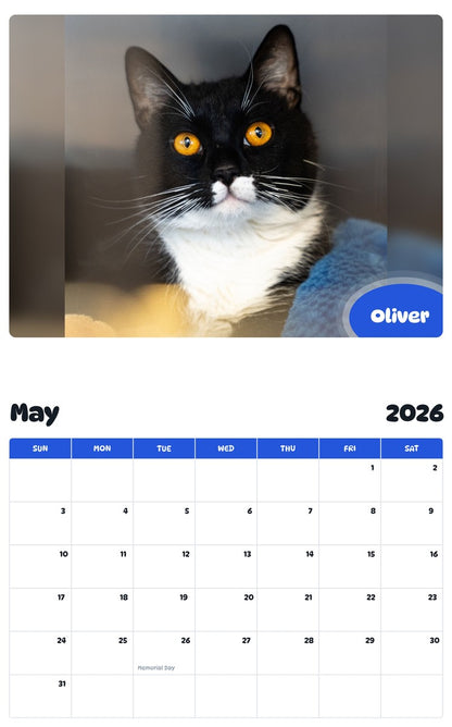 2026 - 2027 Oliver - Pawidols Pet Calendar