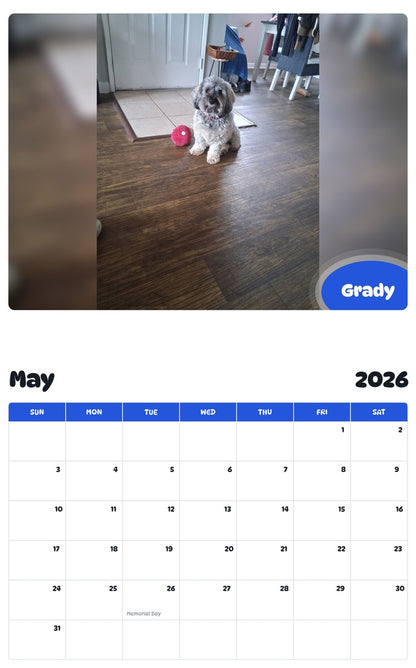 2026 - 2027 Grady - Pawidols Pet Calendar