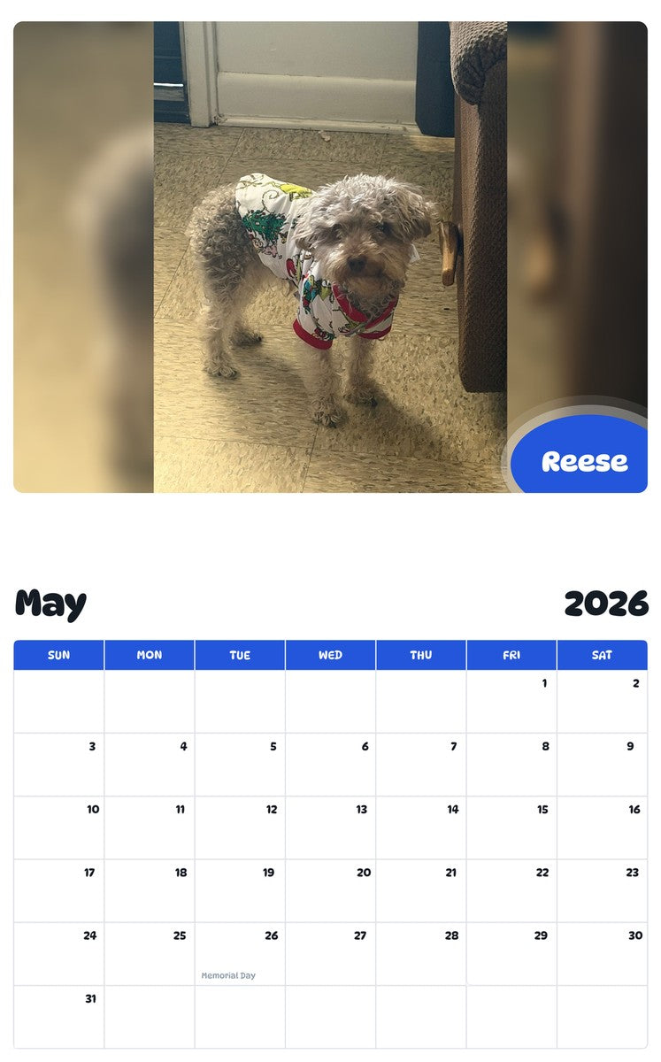 2026 - 2027 Reese - Pawidols Pet Calendar