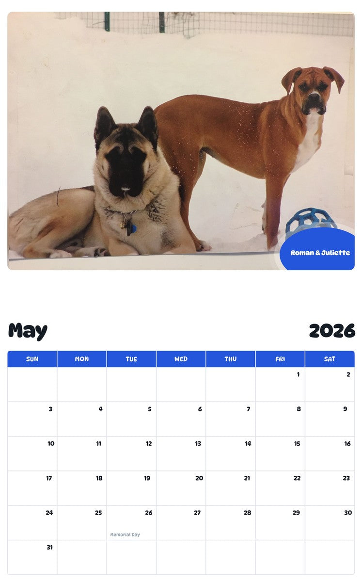2026 - 2027 Roman & Juliette - Pawidols Pet Calendar
