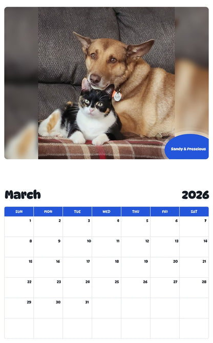 November 2025 - October 2026 Sandy & Prescious - Pawidols Pet Calendar