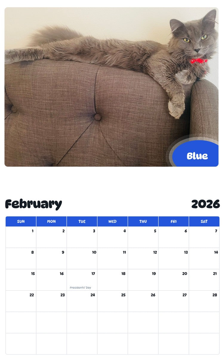 October 2025 - September 2026 Blue - Pawidols Pet Calendar