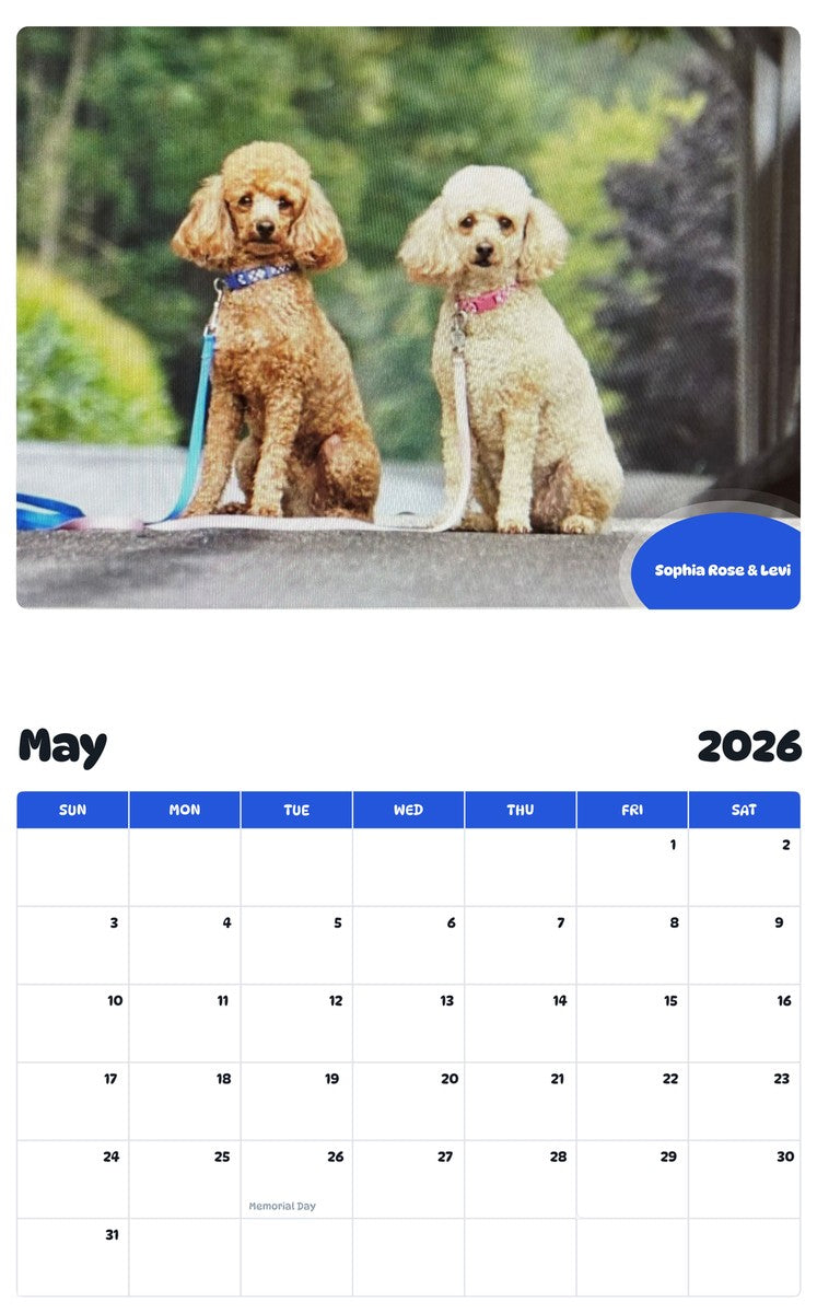 2026 - 2027 Sophia Rose & Levi - Pawidols Pet Calendar