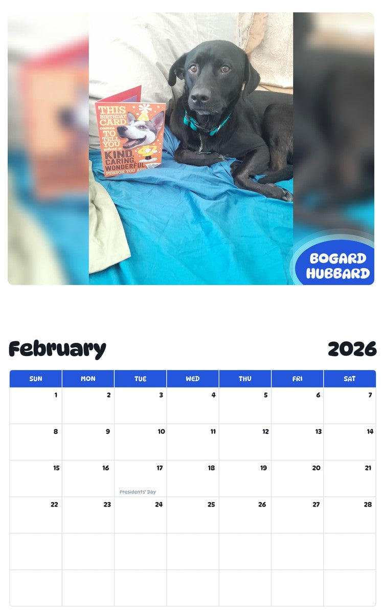November 2025 - October 2026 BOGARD HUBBARD - Pawidols Pet Calendar
