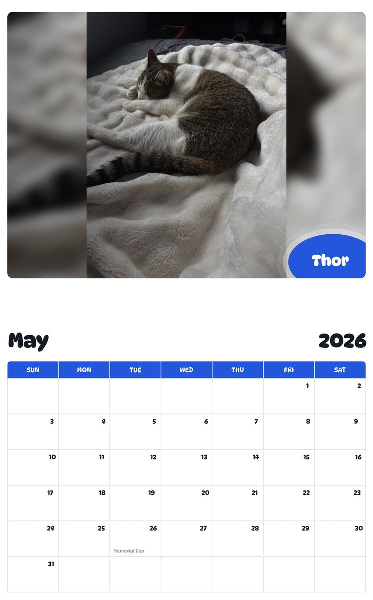 2026 - 2027 Thor - Pawidols Pet Calendar