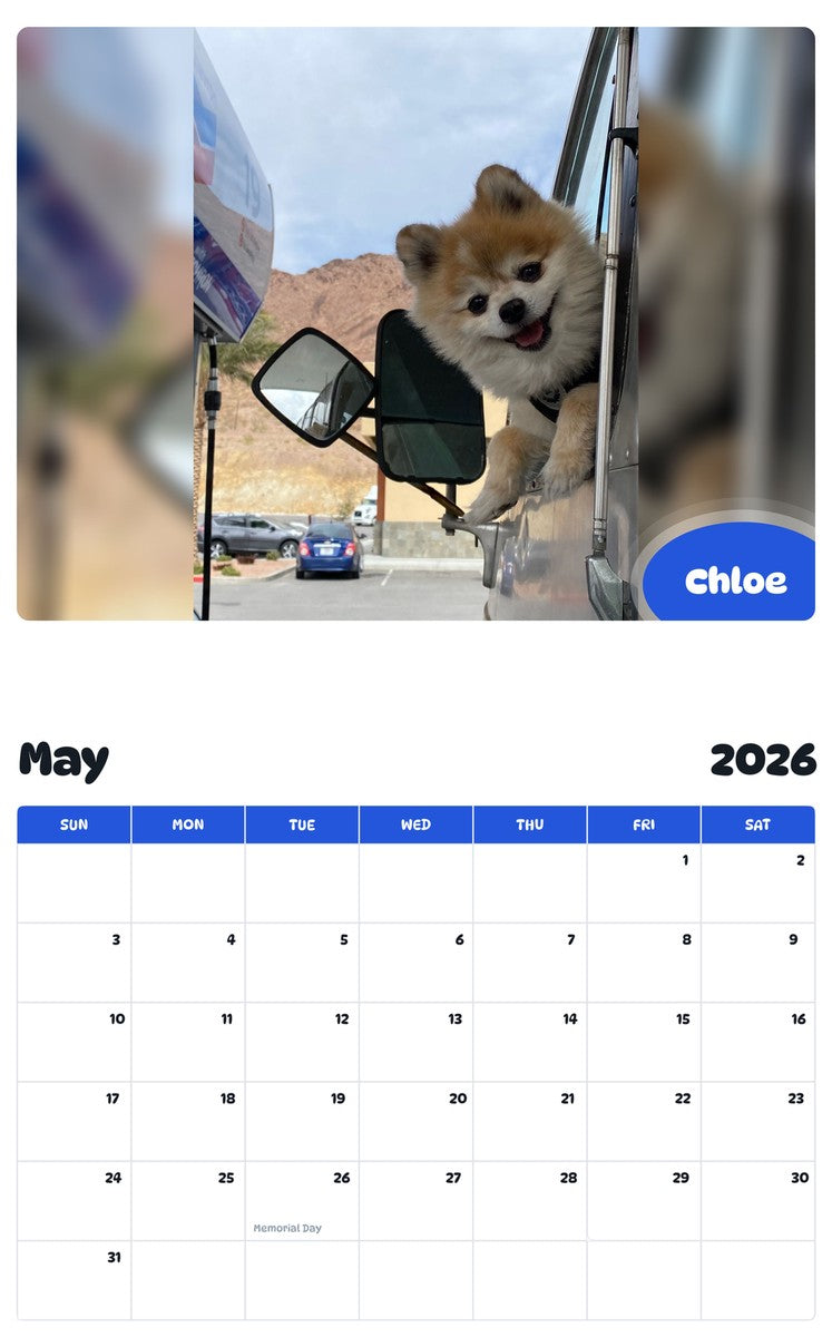 2026 - 2027 Chloe - Pawidols Pet Calendar