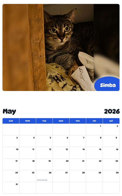 2026 - 2027 Simba - Pawidols Pet Calendar