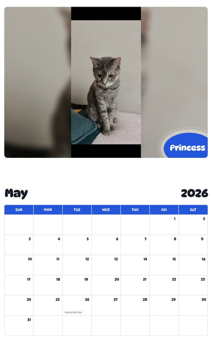 2026 - 2027 Princess - Pawidols Pet Calendar