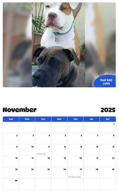July 2025 - June 2026 Max snd Luna - Pawidols Pet Calendar