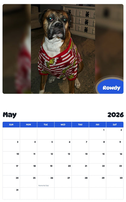 2026 - 2027 Rowdy - Pawidols Pet Calendar