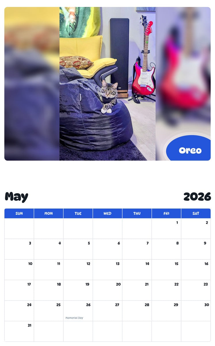 2026 - 2027 Oreo - Pawidols Pet Calendar