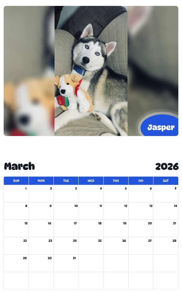 November 2025 - October 2026 Jasper - Pawidols Pet Calendar