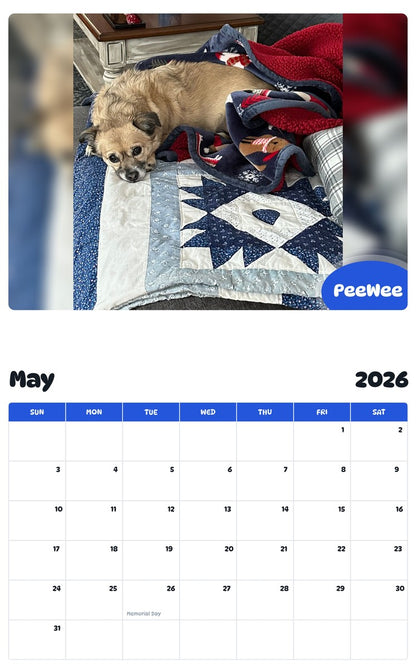 2026 - 2027 PeeWee - Pawidols Pet Calendar