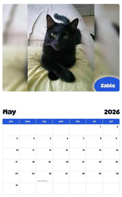 2026 - 2027 Sable - Pawidols Pet Calendar