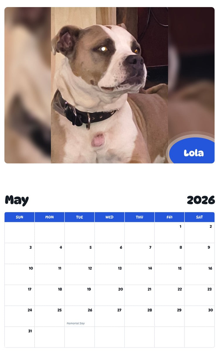 2026 - 2027 Lola - Pawidols Pet Calendar