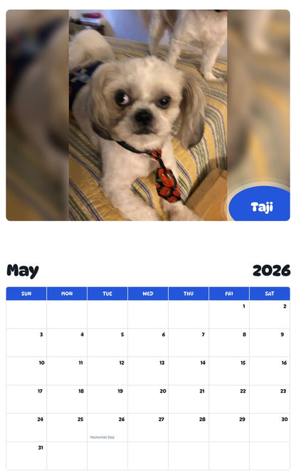 2026 - 2027 Taji - Pawidols Pet Calendar