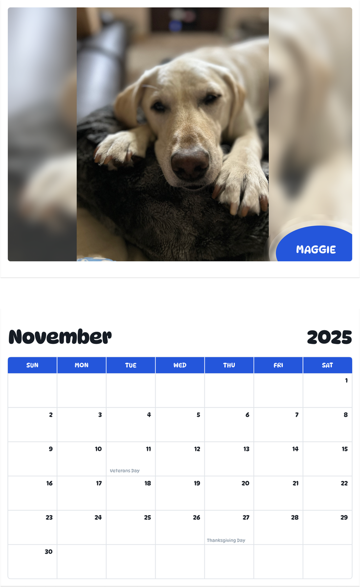 July 2025 - June 2026 Maggie - Pawidols Pet Calendar