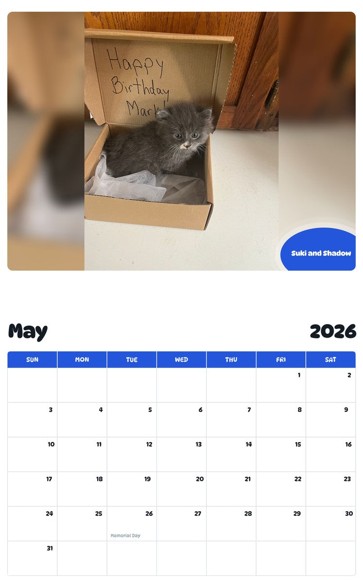 2026 - 2027 Suki and Shadow - Pawidols Pet Calendar