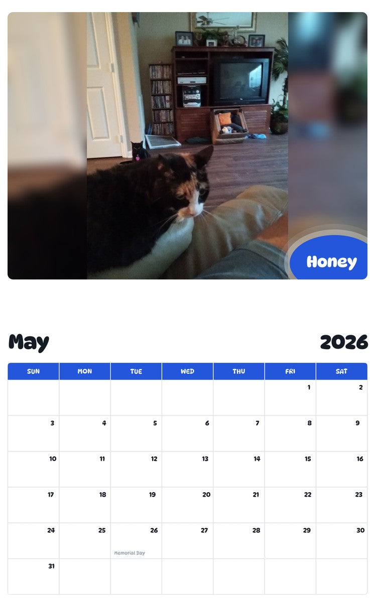 2026 - 2027 Honey - Pawidols Pet Calendar