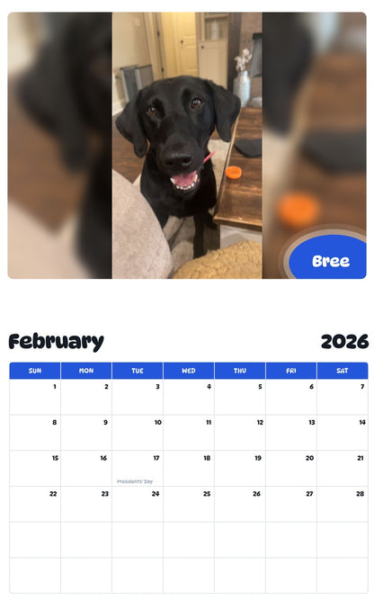 October 2025 - September 2026 Bree - Pawidols Pet Calendar