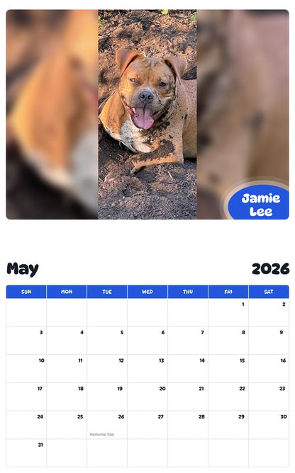 2026 - 2027 Jamie Lee - Pawidols Pet Calendar